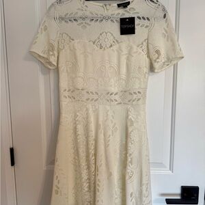 Topshop Ivory Floral Lace Mini Dress